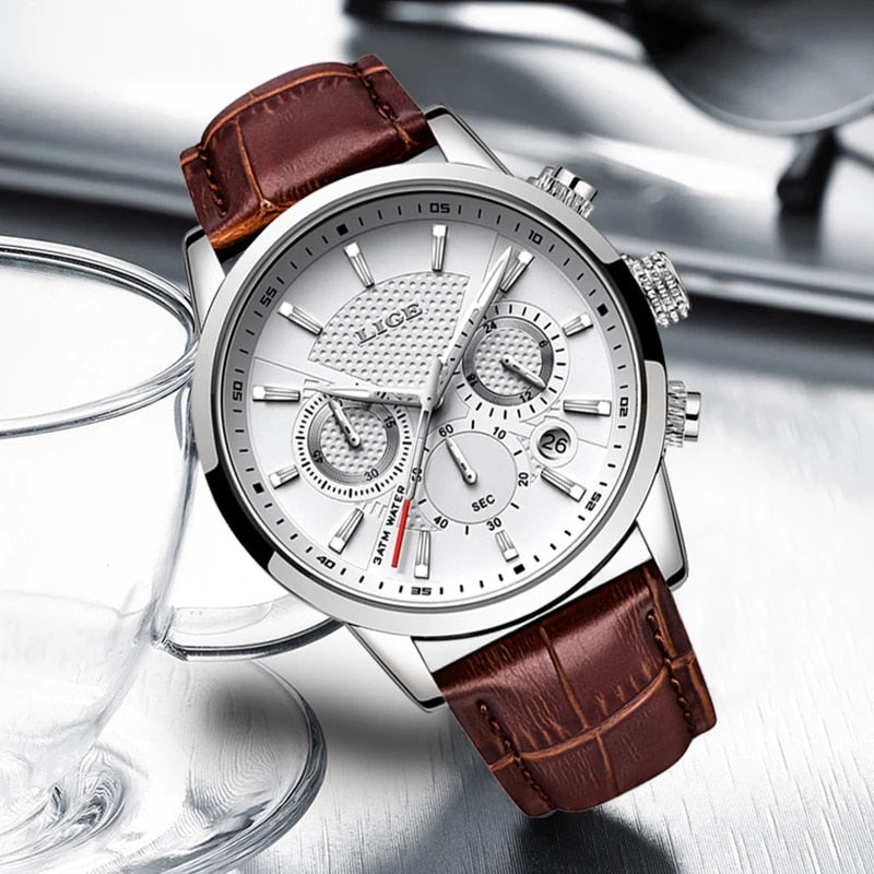 Relógio Masculino Premium MP027 com Pulseira de Couro