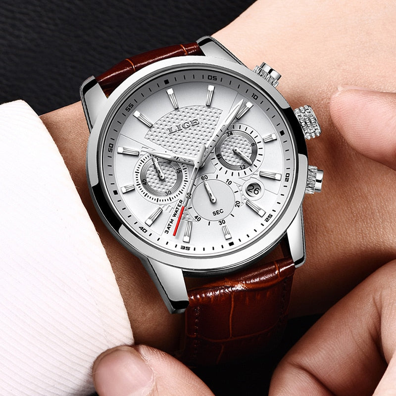 Relógio Masculino Premium MP027 com Pulseira de Couro